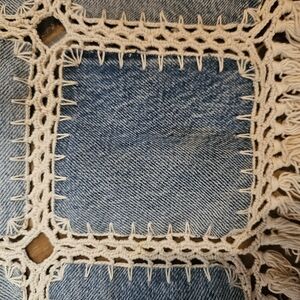 Stylish Blue Crochet-Trimmed Women Jeans